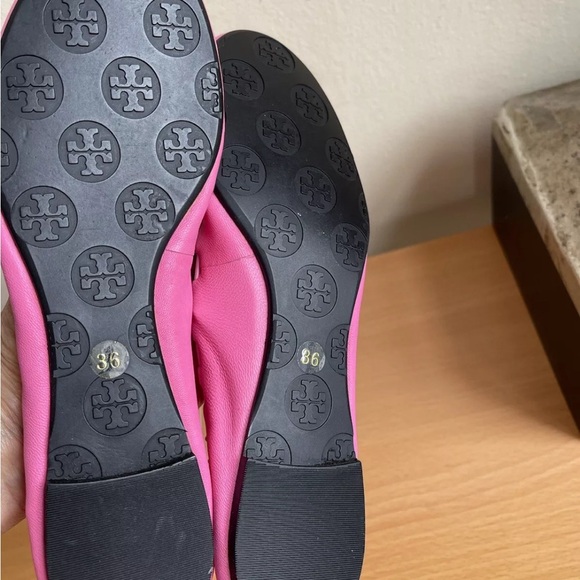 TORY BURCH REESE TASSEL LEATHER BALLET FLATS PINK NEW SIZE 5/36 - Picture 7 of 12